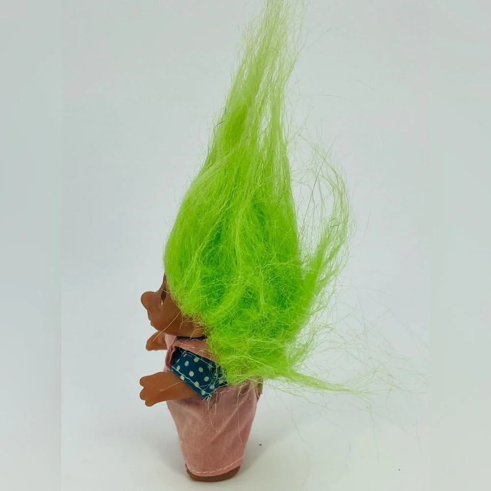 Norfin Dam Troll Doll Small Green Hair Overalls 1985